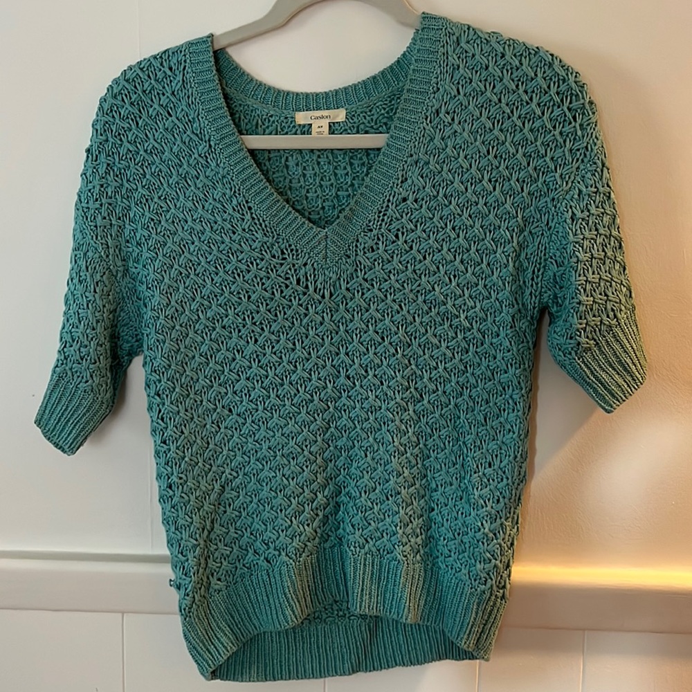 Caslon teal short sleeve sweater, xs